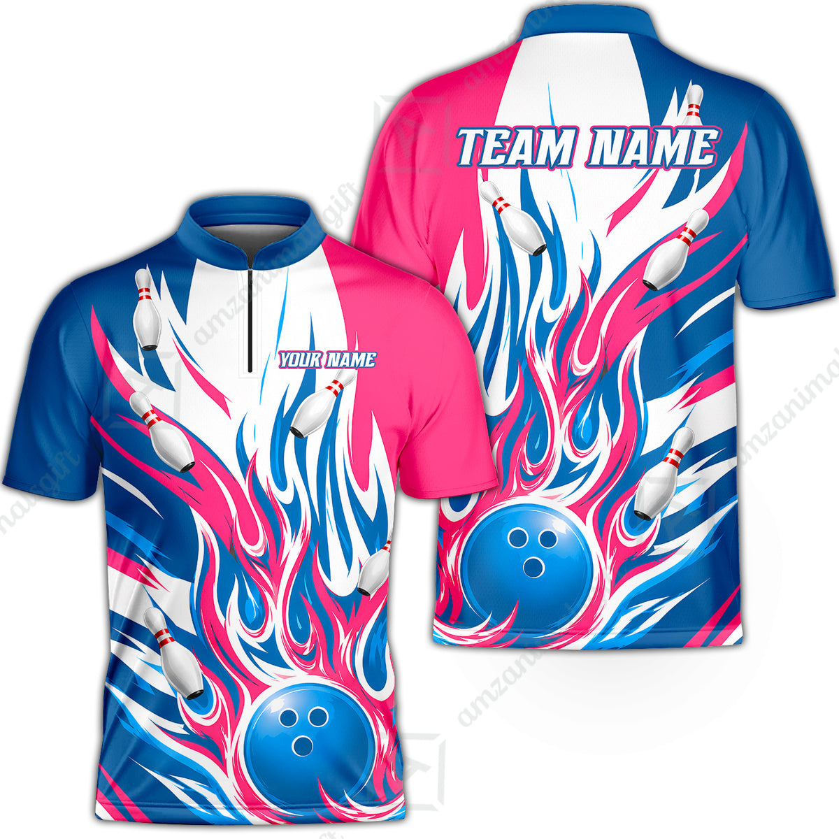 Bowling Jersey||Pink Cyan