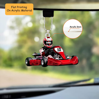 Personalized Karting Christmas Ornament, Fast Kart Driver Action Pose, Custom Ornament Christmas Gift, Keychain Karting, Car Ornament Karting