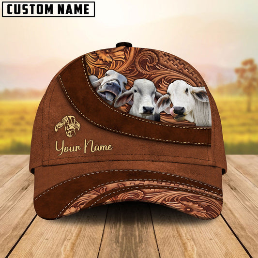 Customized Brahman Cattle Caps, Brahman Cow Leather Carving Pattern Hats, Best Farm Hat For Men Women