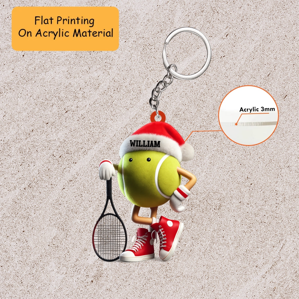 Personalized Tennis Ball Christmas Ornament, Cute Tennis Ball, Custom Ornament Christmas Gift, Keychain Tennis, Car Ornament Tennis