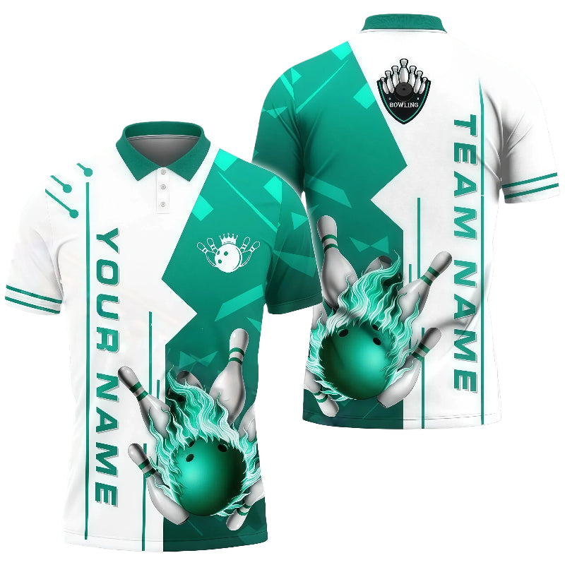 Burning Bowling Ball Unisex Polo Cyan
