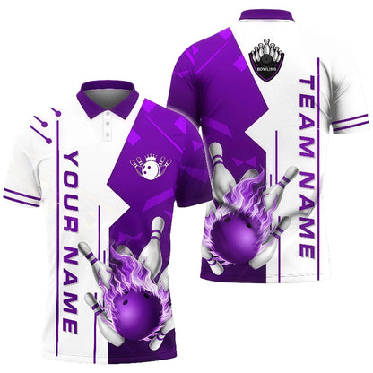 Burning Bowling Ball Unisex Polo Purple