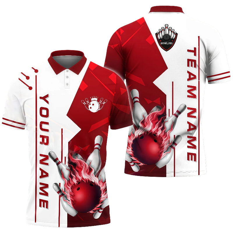 Burning Bowling Ball Unisex Polo Red