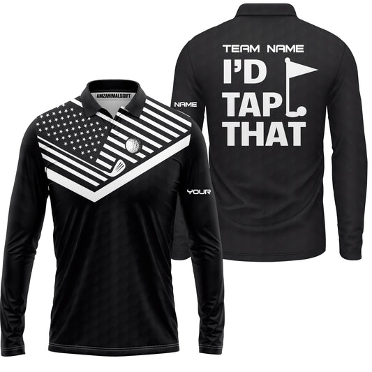 Personalized Golf American Long Sleeve Polo Shirt, I'd Tap That Golf Custom Shirt For Golf Players, Gift For Golfers