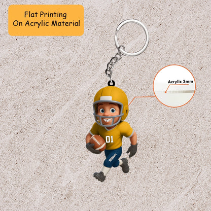 Personalized Youth Football Christmas Ornament, Cute Boy Running Helmet, Custom Ornament Christmas Gift, Keychain Bowling, Car Ornament Bowling