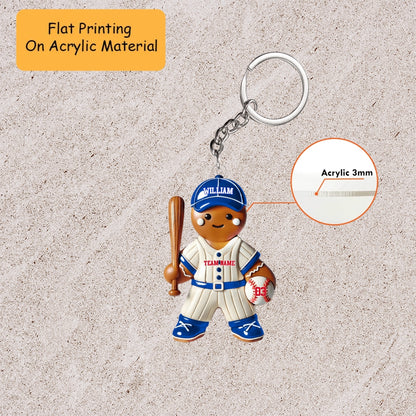 Personalized Baseball Christmas Ornament, Gingerbread Player Holding Bat, Custom Ornament Christmas Gift, Keychain Baseball, Car Ornament Baseball