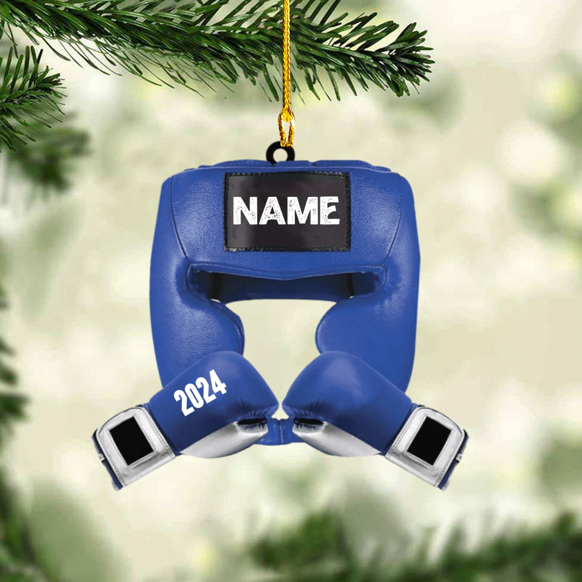 Personalized Boxing Gear Flat Acrylic Ornament, Meaningful Christmas Ornament Gifts For Son, Grandson, Family, Friends