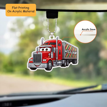 Personalized Truck Christmas Ornament, Cartoon Trucker, Custom Ornament Christmas Gift, Keychain Truck, Car Ornament Truck