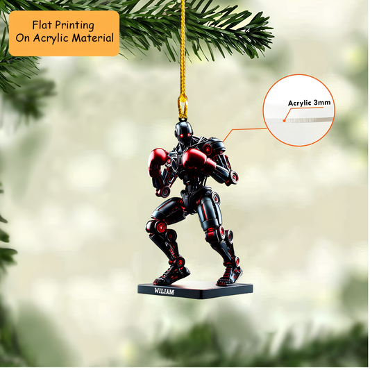 Personalized Boxing Christmas Ornament, Cyberpunk Robot Boxing Machine, Custom Ornament Christmas Gift, Keychain Boxing, Car Ornament Boxing