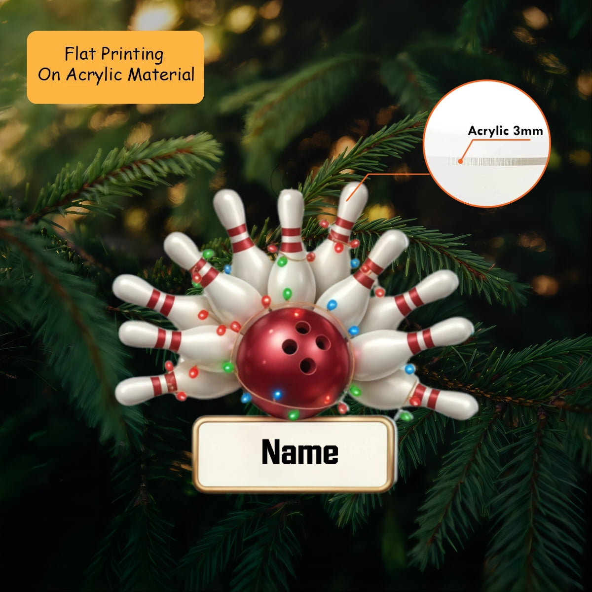 Personalized Bowling Ball and Pins Ornament, Christmas Gift for Bowler, Bowling KeyChains, Car Ornaments