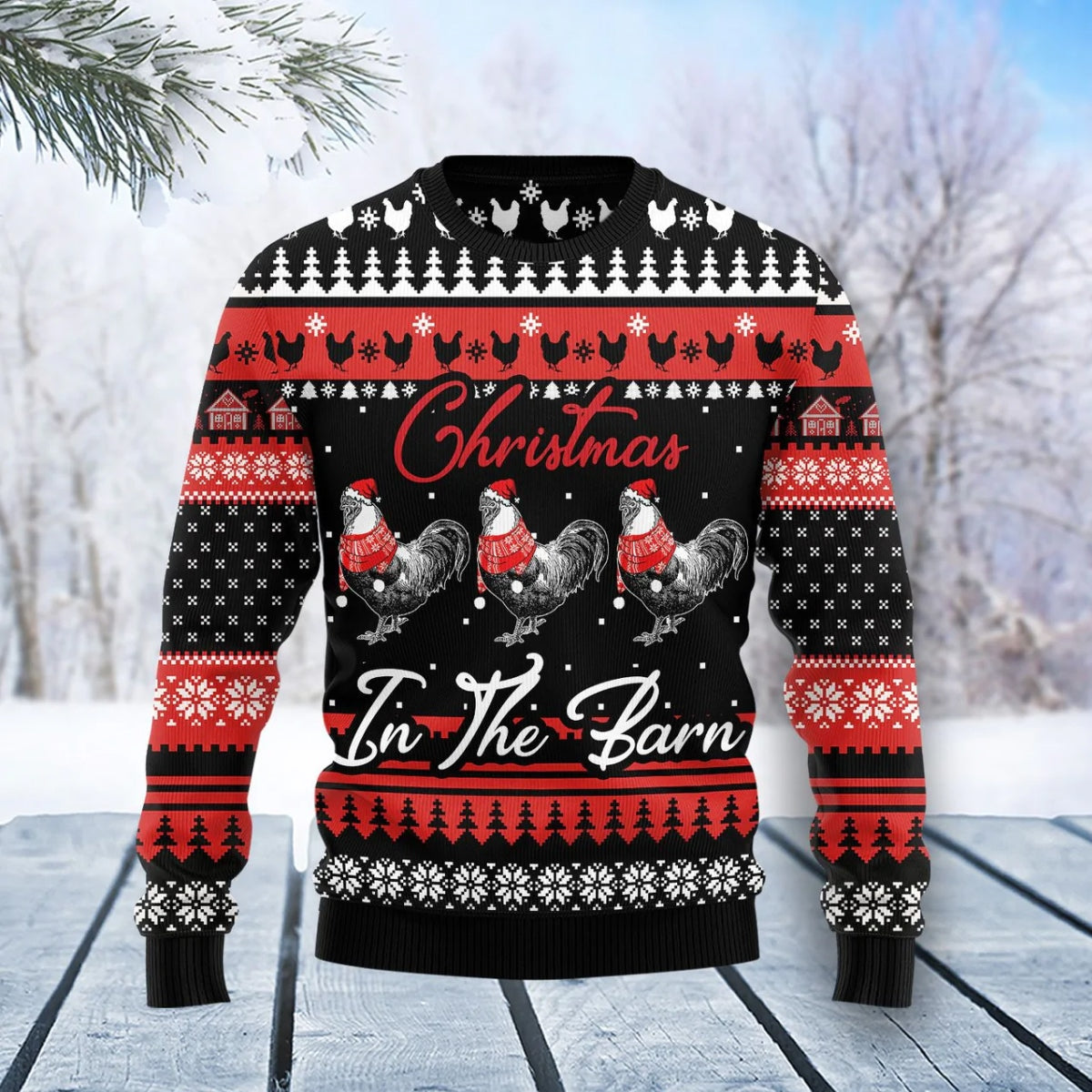 Chicken In The Barn Ugly Christmas Sweater, Perfect Gift and Outfit For Christmas, Winter, New Year Of Chicken Lovers