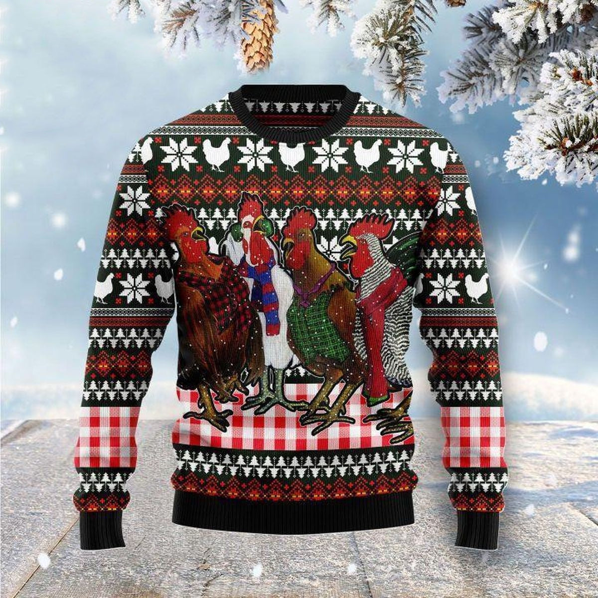 Chicken Under Snow Ugly Christmas Sweater, Perfect Gift and Outfit For Christmas, Winter, New Year Of Chicken Lovers