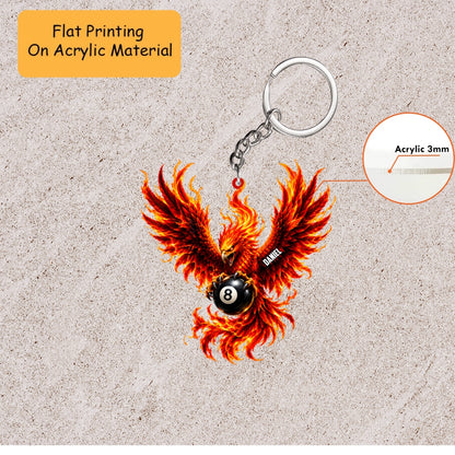 Personalized Billiards Christmas Ornament, Fiery Phoenix Clutching 8 Ball, Custom Ornament Christmas Gift, Keychain Billiards, Car Ornament Billiards