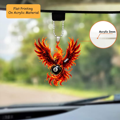Personalized Billiards Christmas Ornament, Fiery Phoenix Clutching 8 Ball, Custom Ornament Christmas Gift, Keychain Billiards, Car Ornament Billiards