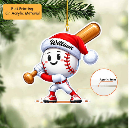 Personalized Baseball Christmas Ornament, Baseball Ready, Custom Ornament Christmas Gift, Keychain Baseball, Car Ornament Baseball