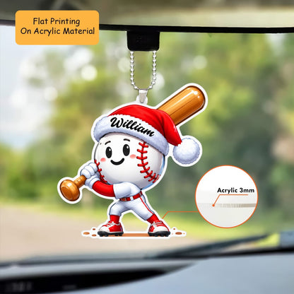 Personalized Baseball Christmas Ornament, Baseball Ready, Custom Ornament Christmas Gift, Keychain Baseball, Car Ornament Baseball