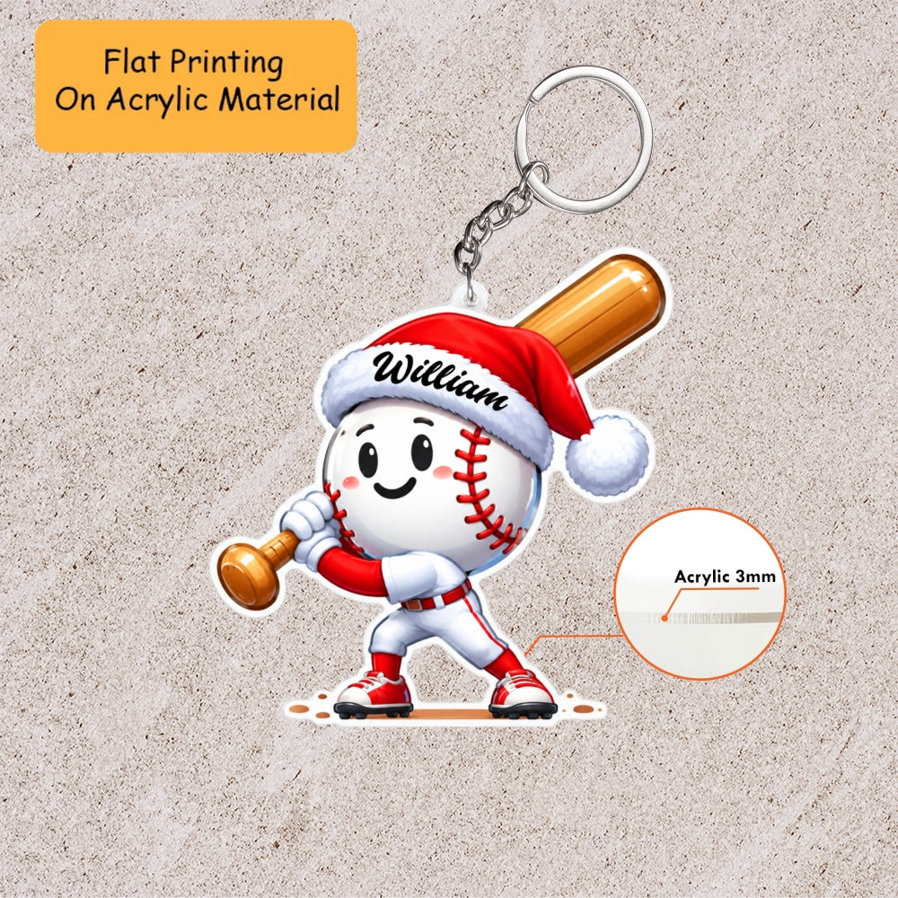 Personalized Baseball Christmas Ornament, Baseball Ready, Custom Ornament Christmas Gift, Keychain Baseball, Car Ornament Baseball