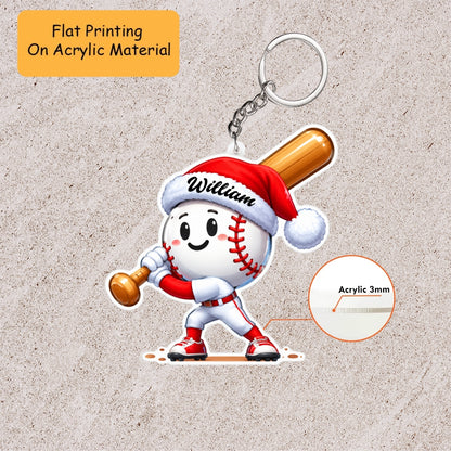 Personalized Baseball Christmas Ornament, Baseball Ready, Custom Ornament Christmas Gift, Keychain Baseball, Car Ornament Baseball