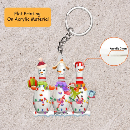 Personalized Bowling Pin Ornaments, Custom Bowling Pin Ornaments, Bowling KeyChains, Car Ornaments Bowling
