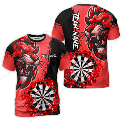 Custom Turquoise Funny Darts Team Unisex Polo Shirts, Darts uniforms Flame Lion Pattern Personalized Name And Team Name