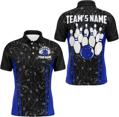 Custom Bowling Unisex Polo Shirts, Bowling Team Jersey Pattern, Bowling uniforms Ball & Pins Multicolor Options