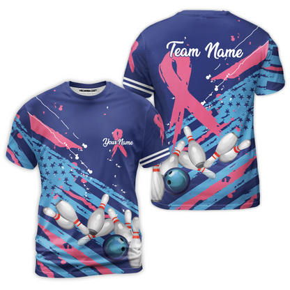 Custom Breast cancer awareness Bowling Team Jerseys Polo Shirts, Bowling uniforms, Breast cancer Bowling Personalized Name And Team Name