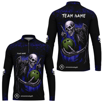 Custom Colorful Skeleton Bowling Team Jerseys Polo Shirts, Bowling uniforms, Bowling Shirts Personalized Name And Team Name