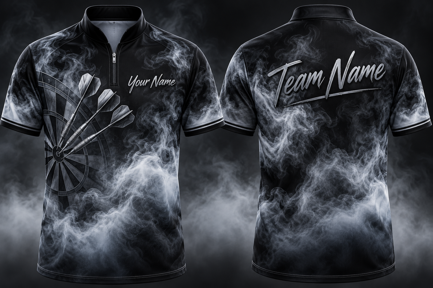 Custom Fog Rolling Darts Jersey, Personalized Name & Team Name, Smoky Dartboard Shirt for Players
