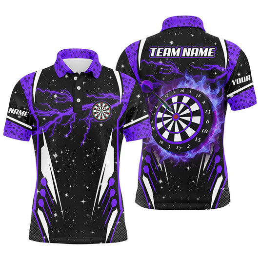 Custom Lightning Glitter Darts Team Unisex Polo Shirts, Customized Name Team Name Darts Team Jerseys Uniform