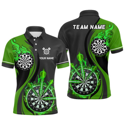 Custom Tailored Fire Flames Darts Team Jersey Polo Quarter-Zip Shirts, Customized Name Team Name Darts Team Jerseys Uniform