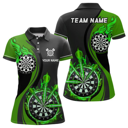 Custom Tailored Fire Flames Darts Team Jersey Polo Quarter-Zip Shirts, Customized Name Team Name Darts Team Jerseys Uniform
