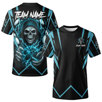 Custom Team Name Bowling Skull Thunder Team Jersey - Custom Name Bowling Strike Personalized Bowling Polo Shirt - Uniform Shirt For Bowlers