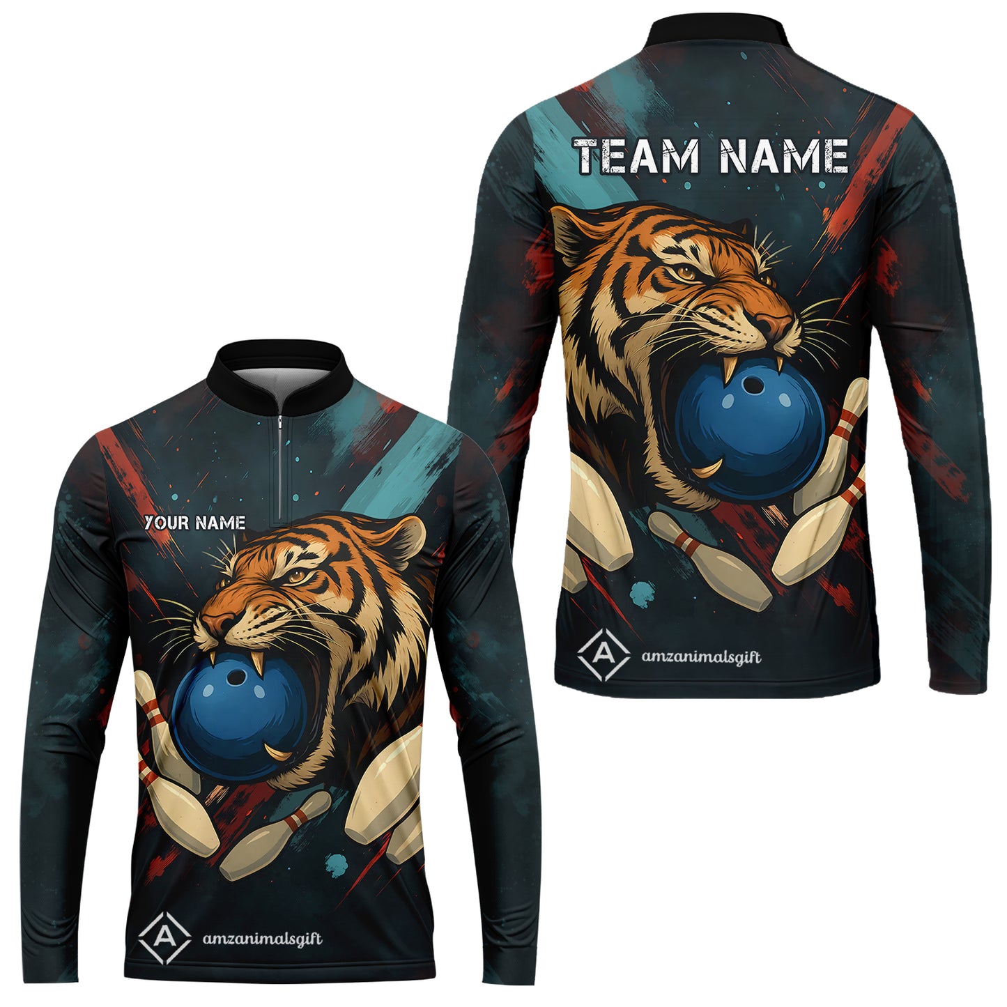 Custom Tiger Strike Bowling Team Jerseys Polo Shirts, Bowling uniforms,  Tiger Strike Bowling Personalized Name And Team Name