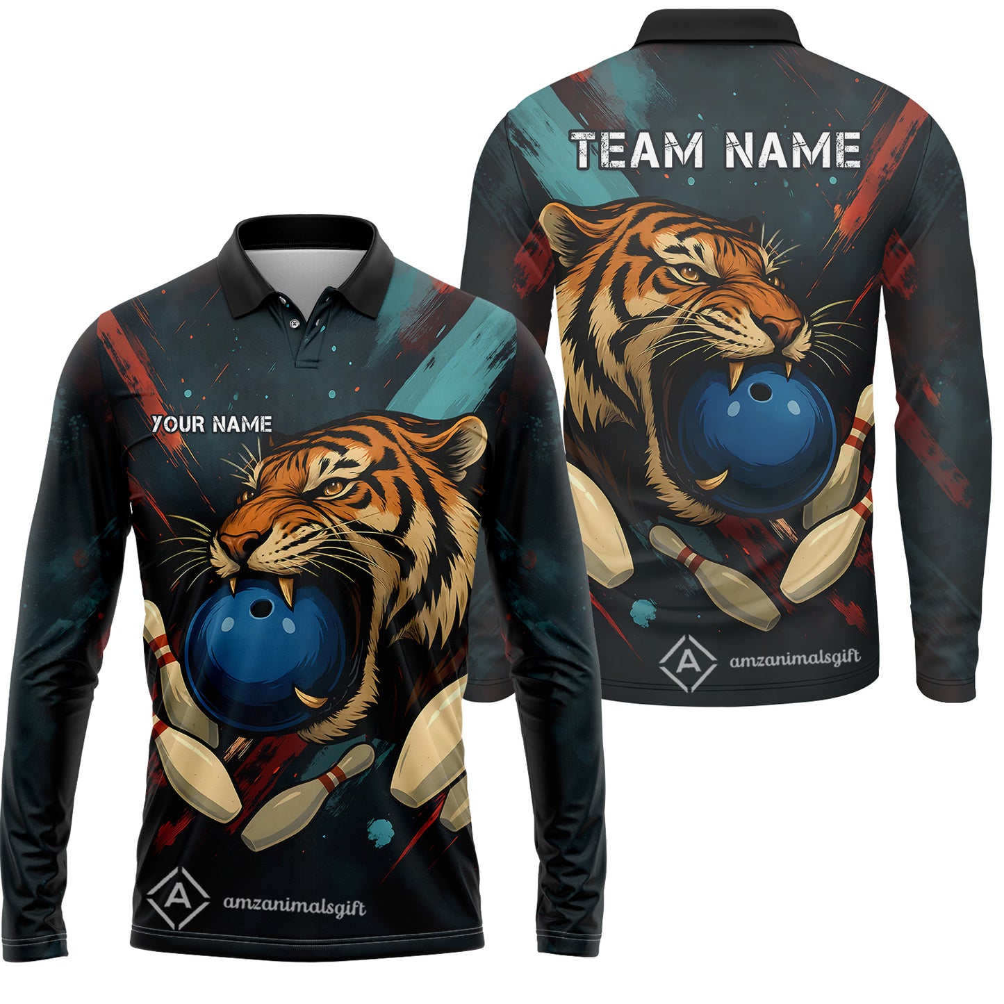Custom Tiger Strike Bowling Team Jerseys Polo Shirts, Bowling uniforms,  Tiger Strike Bowling Personalized Name And Team Name