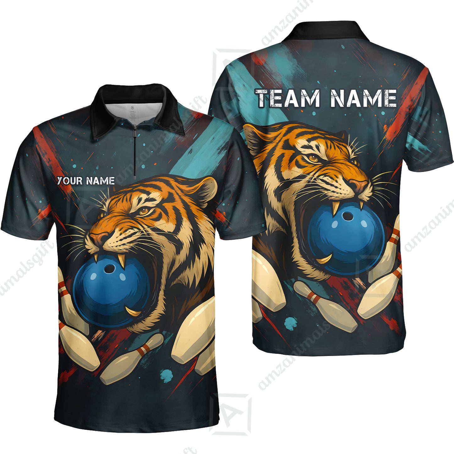 Custom Tiger Strike Bowling Team Jerseys Polo Shirts, Bowling uniforms,  Tiger Strike Bowling Personalized Name And Team Name