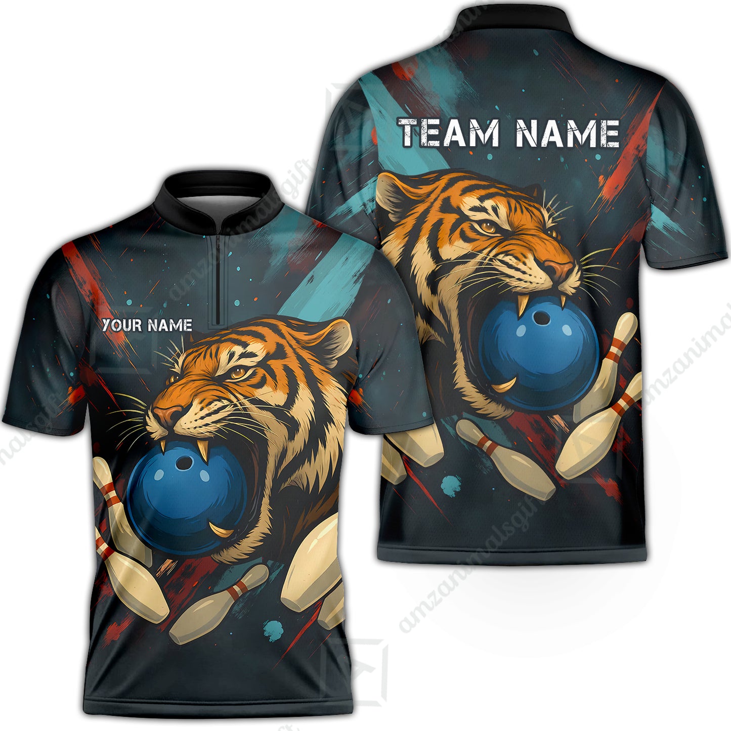 Custom Tiger Strike Bowling Team Jerseys Polo Shirts, Bowling uniforms,  Tiger Strike Bowling Personalized Name And Team Name
