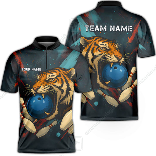 Custom Tiger Strike Bowling Team Jerseys Polo Shirts, Bowling uniforms,  Tiger Strike Bowling Personalized Name And Team Name