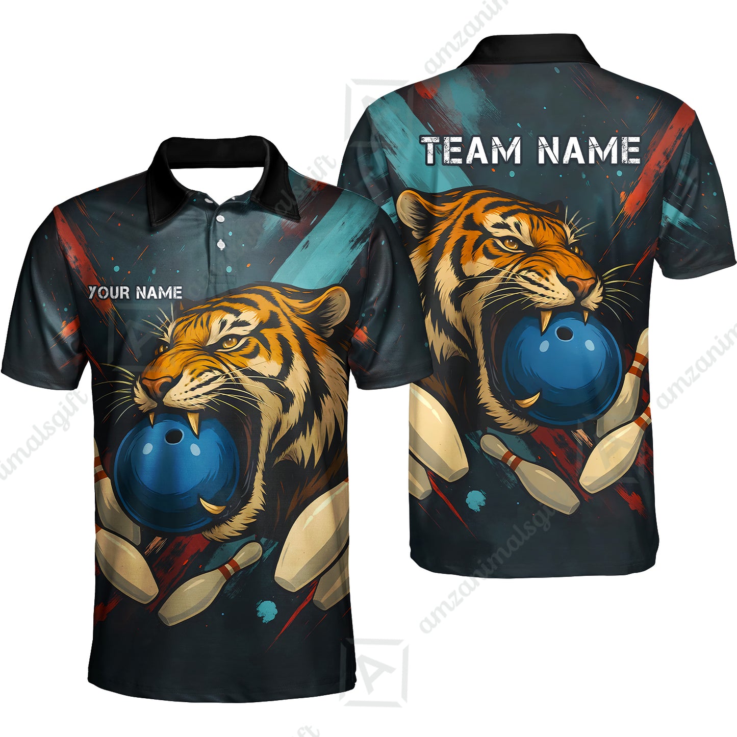 Custom Tiger Strike Bowling Team Jerseys Polo Shirts, Bowling uniforms,  Tiger Strike Bowling Personalized Name And Team Name