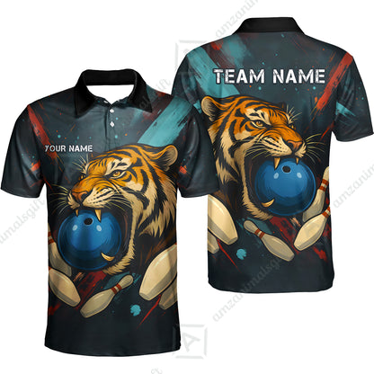 Custom Tiger Strike Bowling Team Jerseys Polo Shirts, Bowling uniforms,  Tiger Strike Bowling Personalized Name And Team Name