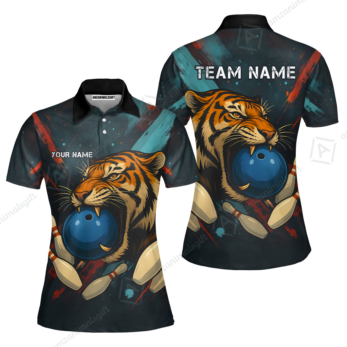 Custom Tiger Strike Bowling Team Jerseys Polo Shirts, Bowling uniforms,  Tiger Strike Bowling Personalized Name And Team Name