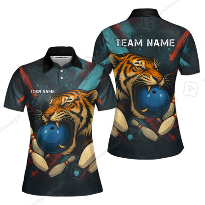 Custom Tiger Strike Bowling Team Jerseys Polo Shirts, Bowling uniforms,  Tiger Strike Bowling Personalized Name And Team Name