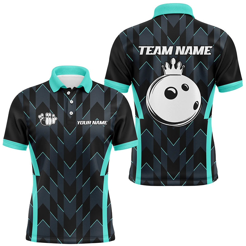 Custom Turquoise Camo Bowling Team Jersey Polo Shirts, Bowling Team Uniforms Jerseys, Personalized Name And Team Name