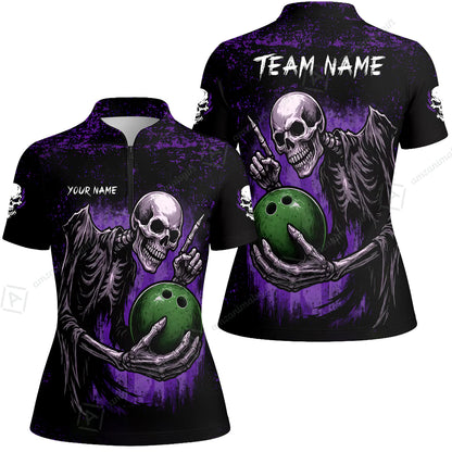 Custom Colorful Skeleton Bowling Team Jerseys Polo Shirts, Bowling uniforms, Bowling Shirts Personalized Name And Team Name