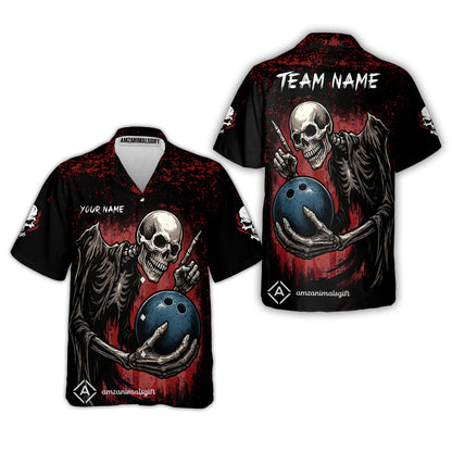 Custom Colorful Skeleton Bowling Team Jerseys Polo Shirts, Bowling uniforms, Bowling Shirts Personalized Name And Team Name