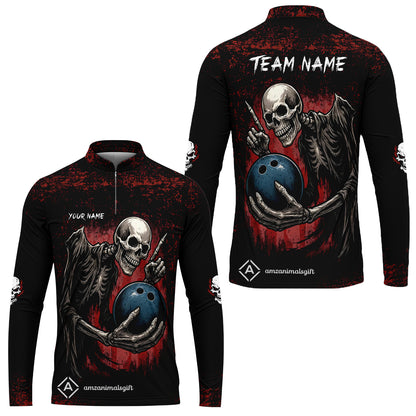 Custom Colorful Skeleton Bowling Team Jerseys Polo Shirts, Bowling uniforms, Bowling Shirts Personalized Name And Team Name
