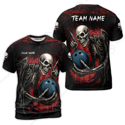 Custom Colorful Skeleton Bowling Team Jerseys Polo Shirts, Bowling uniforms, Bowling Shirts Personalized Name And Team Name
