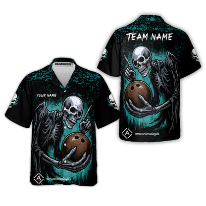 Custom Colorful Skeleton Bowling Team Jerseys Polo Shirts, Bowling uniforms, Bowling Shirts Personalized Name And Team Name
