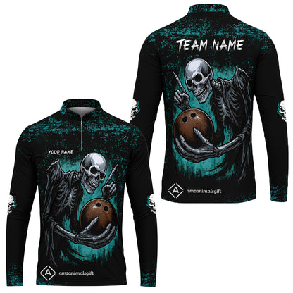 Custom Colorful Skeleton Bowling Team Jerseys Polo Shirts, Bowling uniforms, Bowling Shirts Personalized Name And Team Name