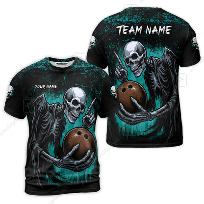 Custom Colorful Skeleton Bowling Team Jerseys Polo Shirts, Bowling uniforms, Bowling Shirts Personalized Name And Team Name