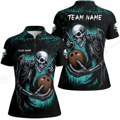 Custom Colorful Skeleton Bowling Team Jerseys Polo Shirts, Bowling uniforms, Bowling Shirts Personalized Name And Team Name